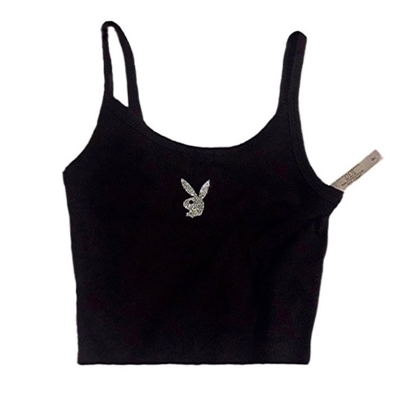 No Boundaries Tops - Holo playboy cropped cami